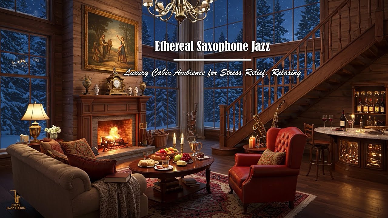 Ethereal Saxophone Jazz with Luxury Cabin Ambience | Smooth Jazz Music for Stress Relief, Relaxing