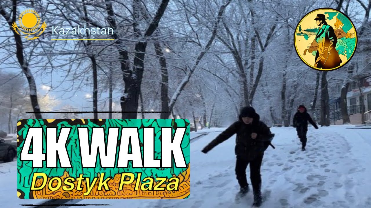 [4K] Almaty, Kazakhstan. Walk in the Snow to Dostyk Plaza 🇰🇿❄️