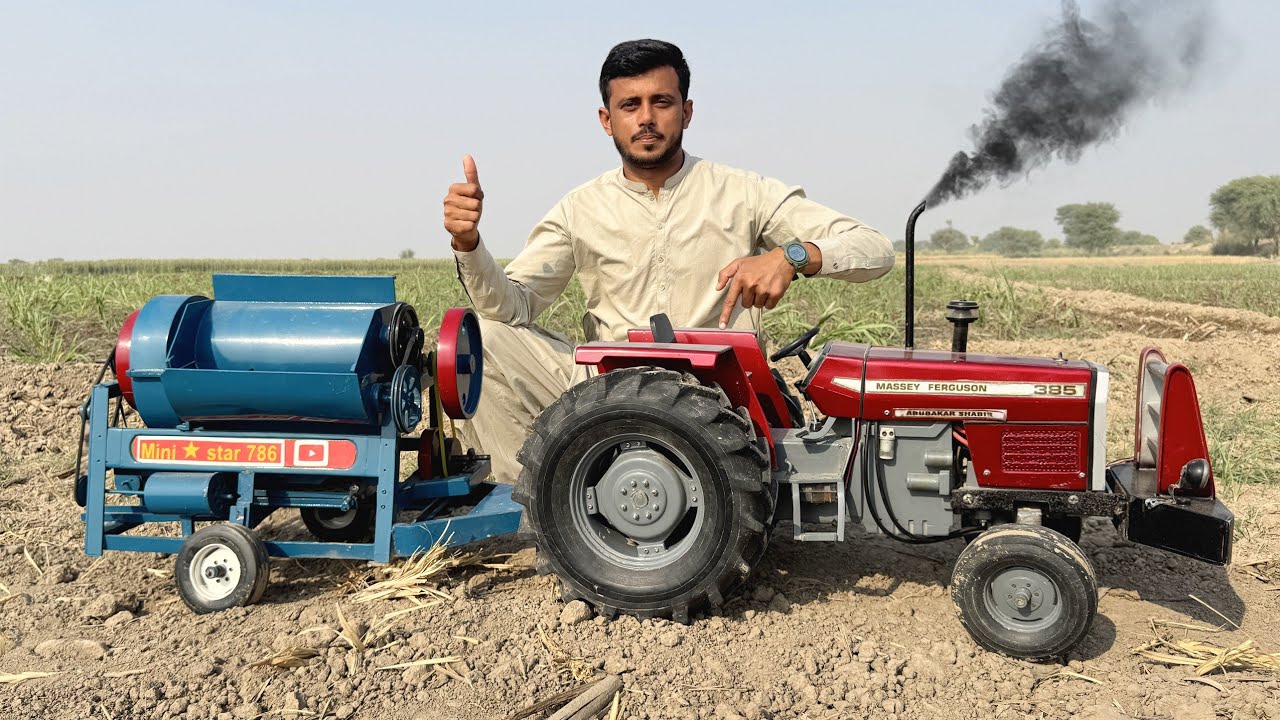 Amazing DIY MF 385 Tractor & Handmade Thresher Machine | Engineering Marvel