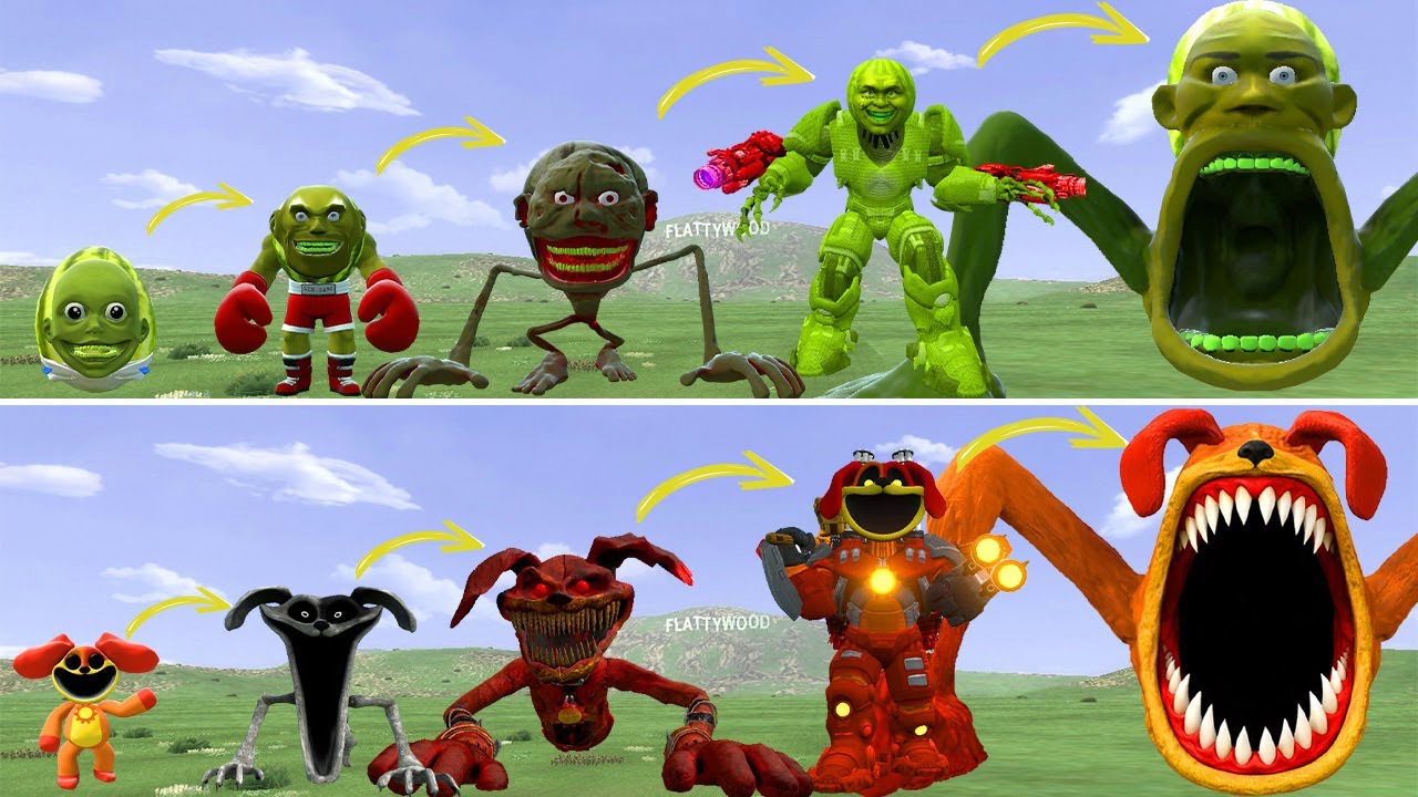 ???: ALL THE NEW EVOLUTIONARY FORMS OF KING LINGANG MELON VS KING DOGDAY IN GMOD!
