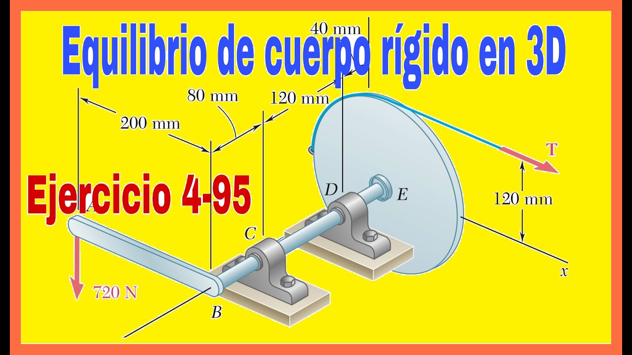 ESTÁTICA: Equilibrio de cuerpo rígido en 3D - calculo de reacciones en apoyos - ejercicio 4-95 Beer