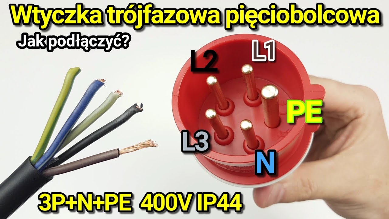 WTYCZKA TRÓJFAZOWA PIĘCIOBOLCOWA SIŁOWA 400V - JAK PODŁĄCZYĆ DO INSTALACJI ELEKTRYCZNEJ