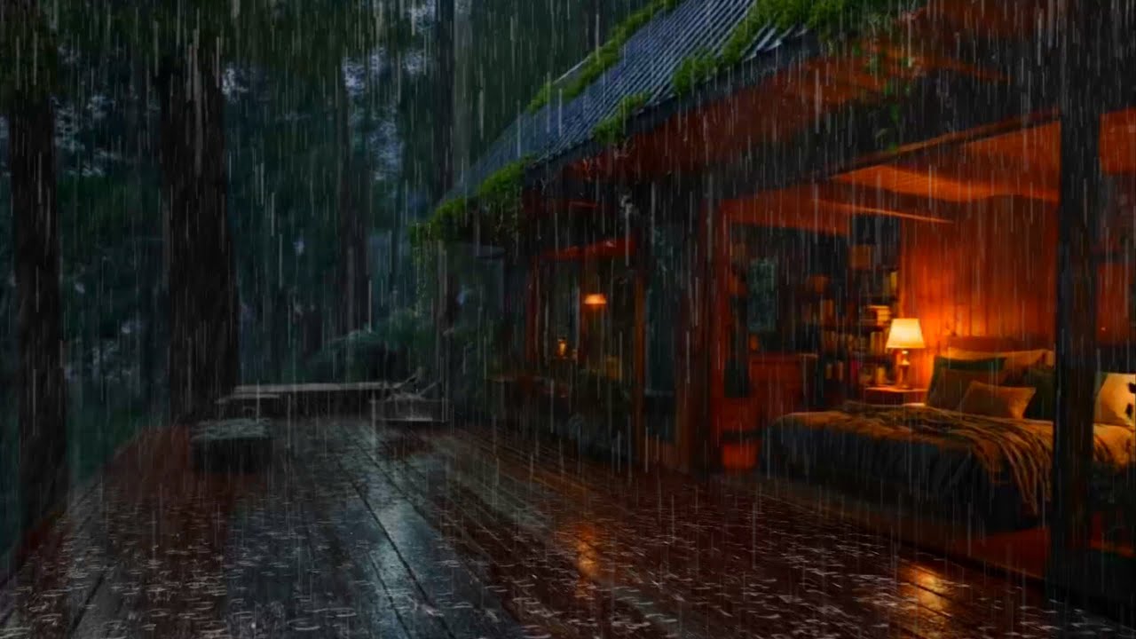 Best Rain Sounds for Sleep 😴| Rain on Cozy bedroom in the forest 🍂🌲