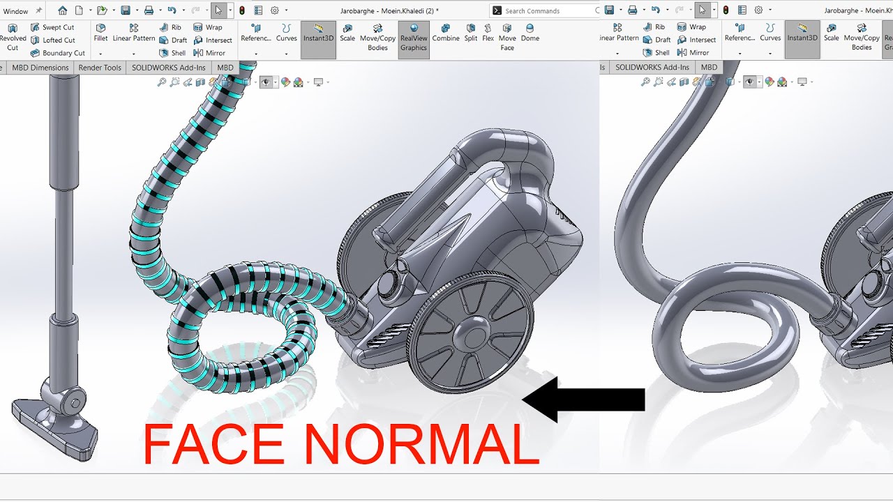 #SolidWorks | Face Normal - Curve Pattern