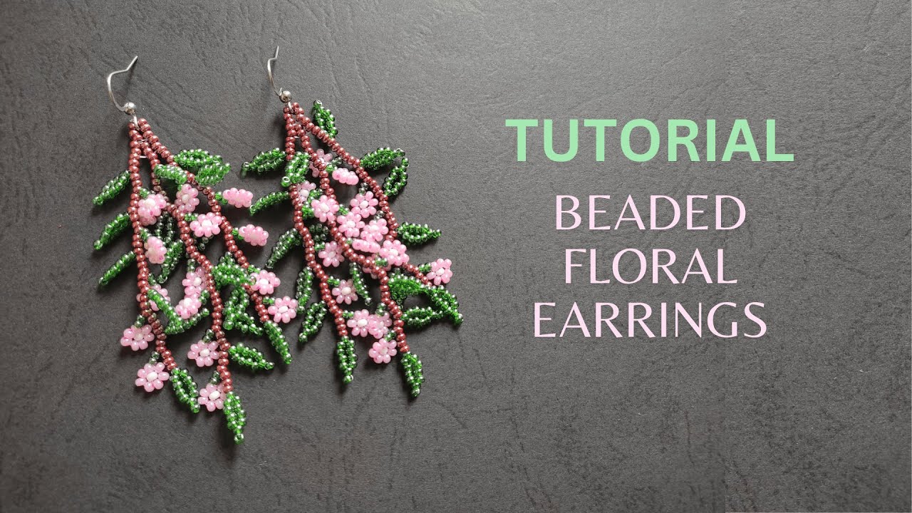 How to make twigs with leaves and flowers earrings, beaded earrings handmade