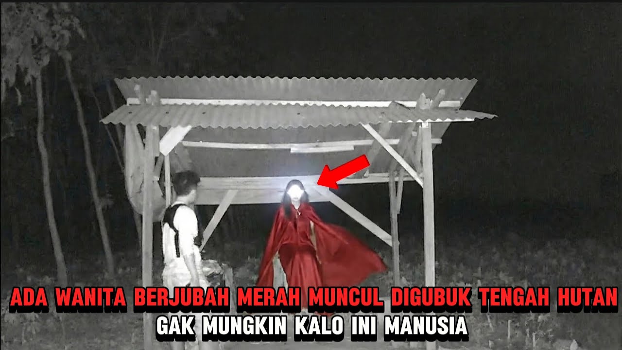 HOROR‼️ADA WANITA CANTIK BERJUBAH MERAH MUNCUL DI TENGAH HUTAN, FIX BUKAN MANUSIA #cctv #horror 