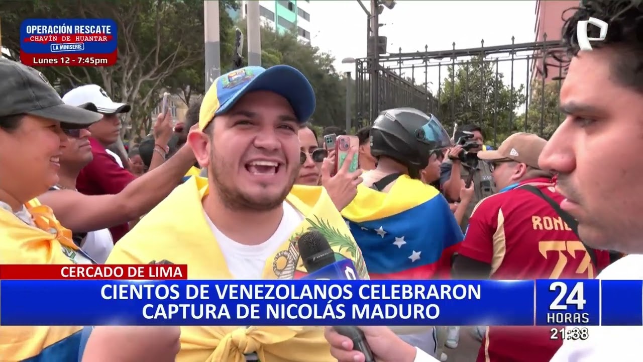 Venezolanos en Perú celebran captura de Nicolás Maduro