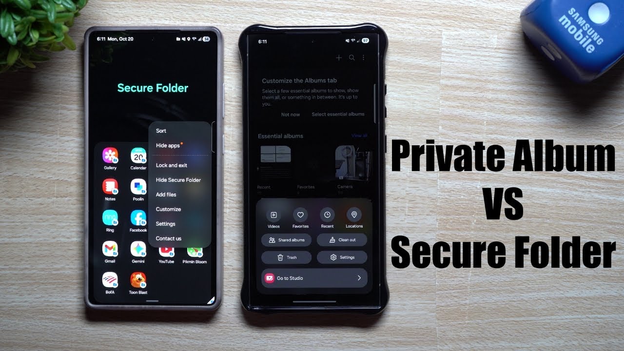 Скрытый личный альбом Samsung против защищенной папки