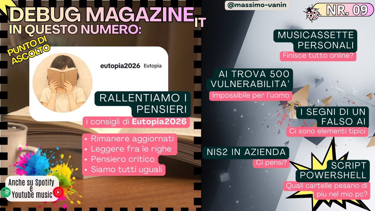 500 0-Day, NIS 2, Fake AI e Eutopia2026 | #debugmagazineit 009🐞@Eutopia2026 @ADAMKADMONOFFICIAL