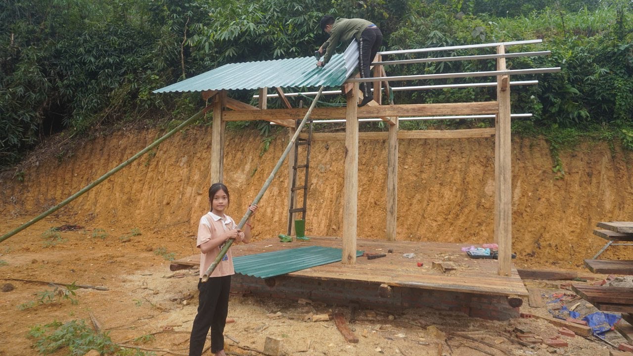 Full video TIMELAPSE : Build a new wooden house - Poor girl Build LOG CABIN Start to Finish