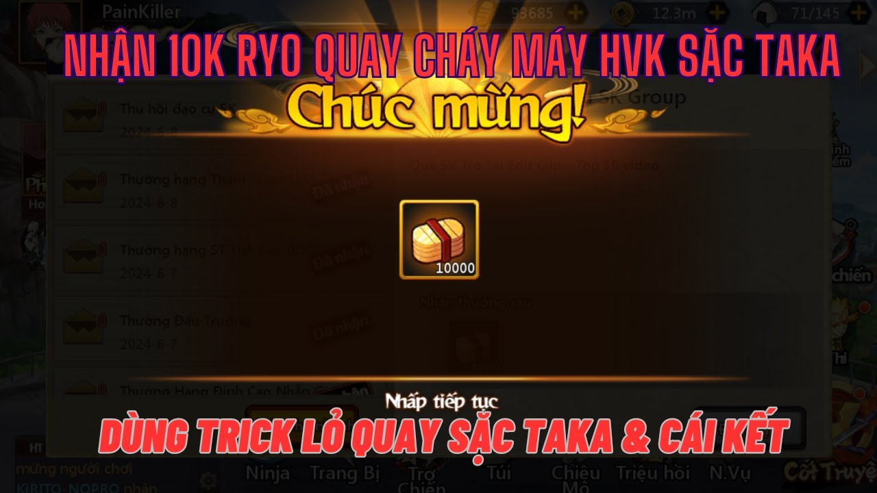 Huyền Thoại Làng Lá - Tiêu 20k ryo quay hvk Sasuke Taka & Quay trick lỏ - Up Sặc tứ môn hơn 100k lc