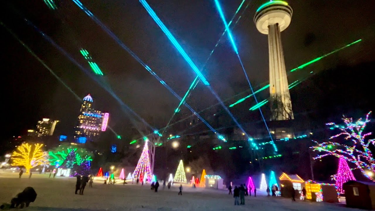 Niagara Falls 🇨🇦 Winter Festival Of Lights ~ Laser Light Show / Fireworks 💥 🎧 2025