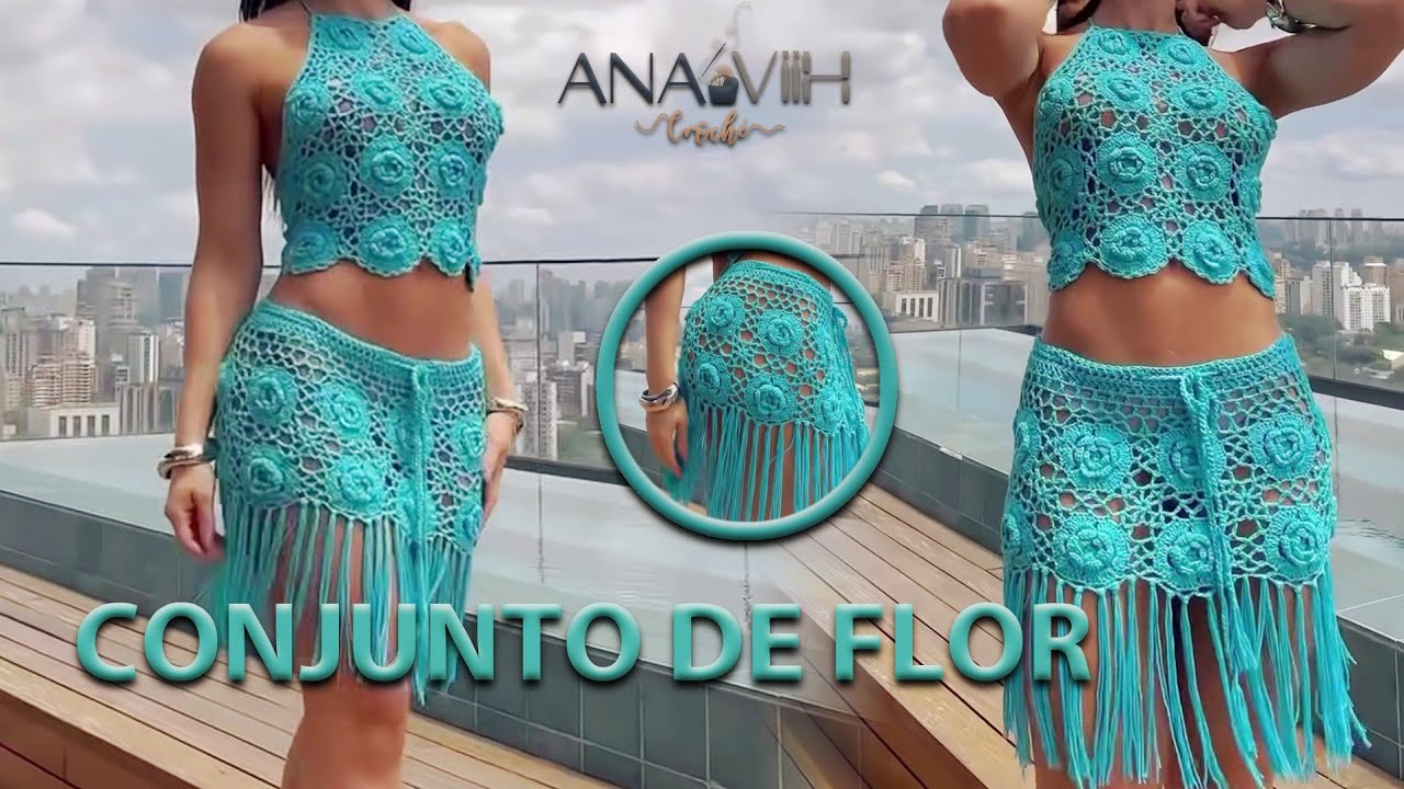 Conjunto flor de crochê (saia)