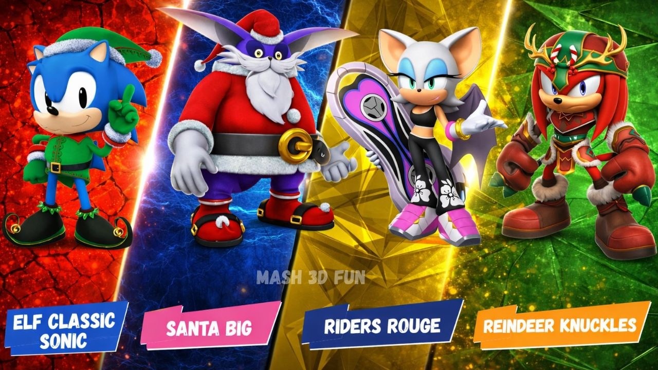 TOP Sonic Dash Characters  which Is BEST? 🏆| Elf Classic 🆚 Santa  🆚Rigers Rouge🆚 Reindeer Knuckles