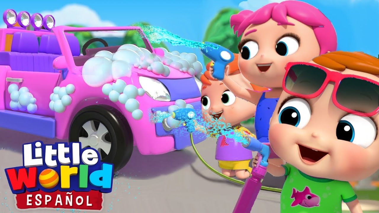 Aprendiendo a Lavar Carros | Canciones y Rimas Infantiles | Little World en Español