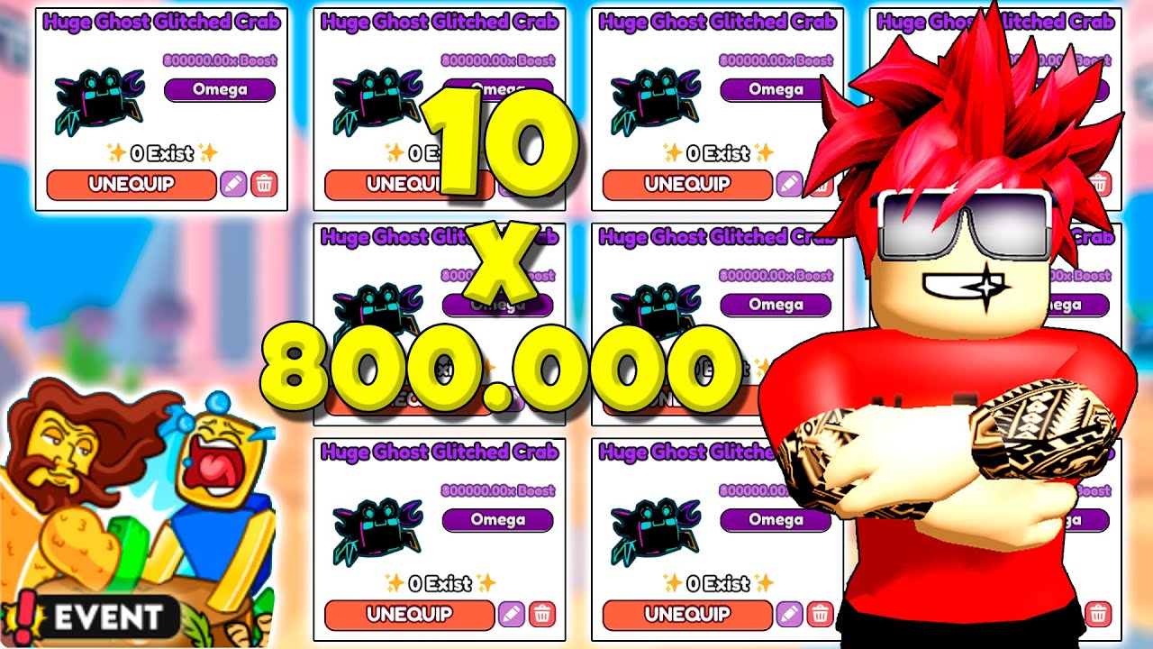 ПОЛУЧИЛ 10 САМЫХ СИЛЬНЫХ HUGE GHOST GLITCHED CRAB НА 800000 СИЛЫ В ARM WRESTLE SIMULATOR ROBLOX