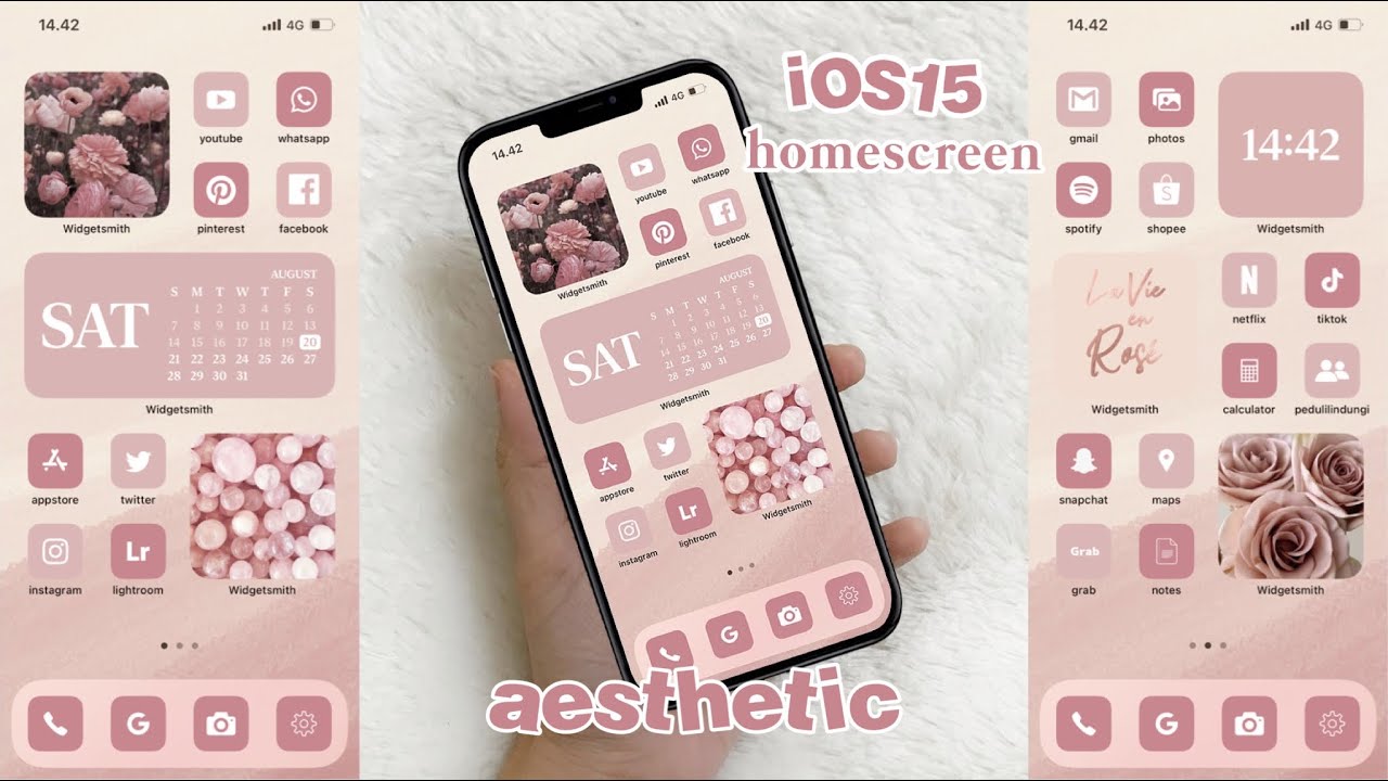 iOS15 home screen customization ~ Aesthetic Pink Rose🎀
