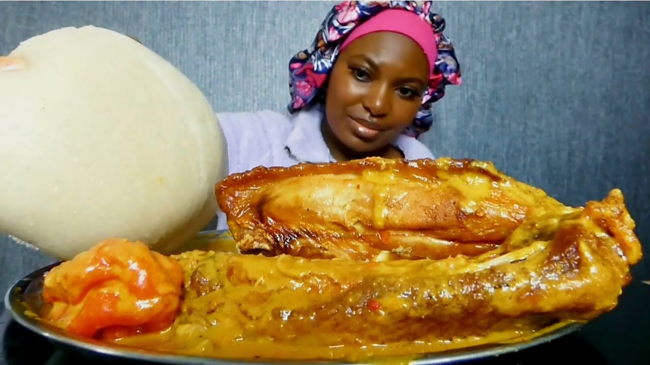 Asmr mukbang peanut butter with turkey legs soup and cassava fufu