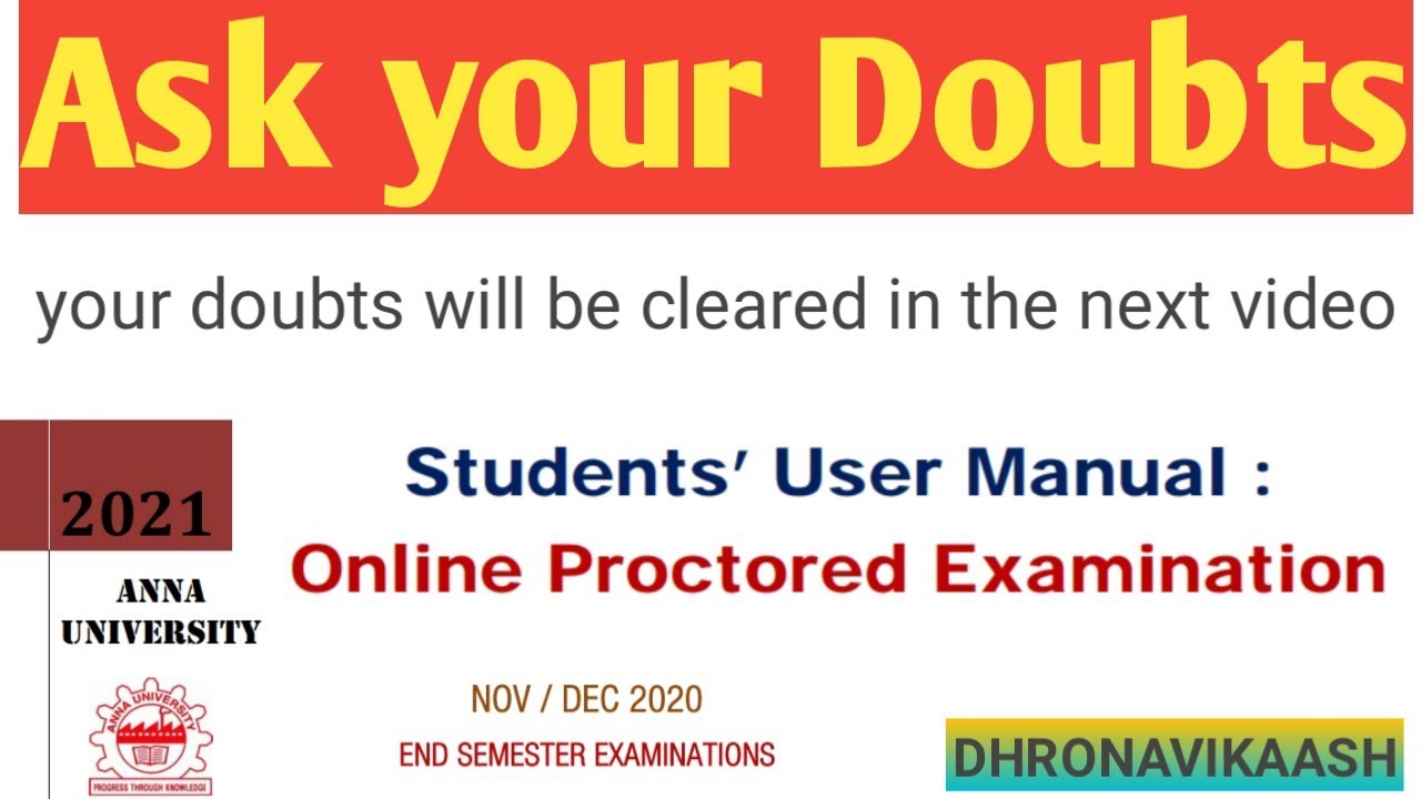 Ask your doubts | Online proctored Examination | Anna University | Dhronavikaash