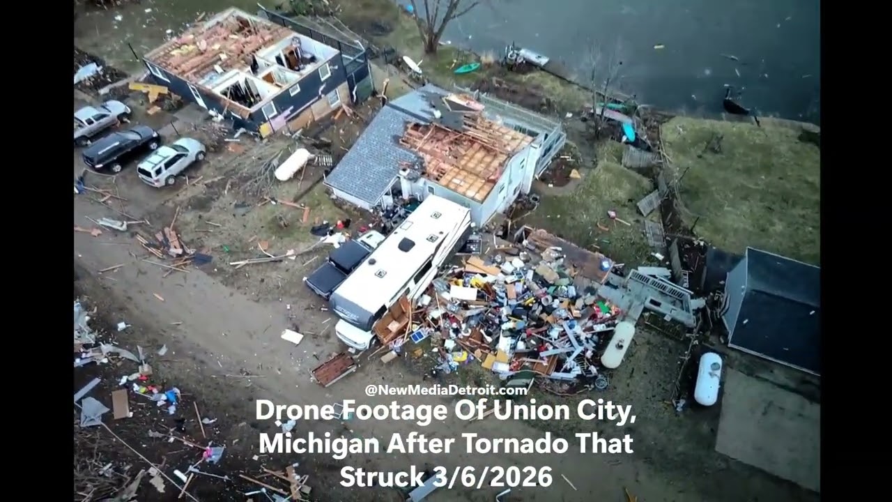 Drone Footage Shows Destruction Left By Tornado In Union City, Michigan