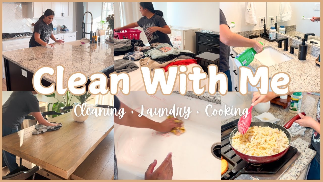 CLEAN WITH ME | CLEANING, LAUNDRY & COOKING