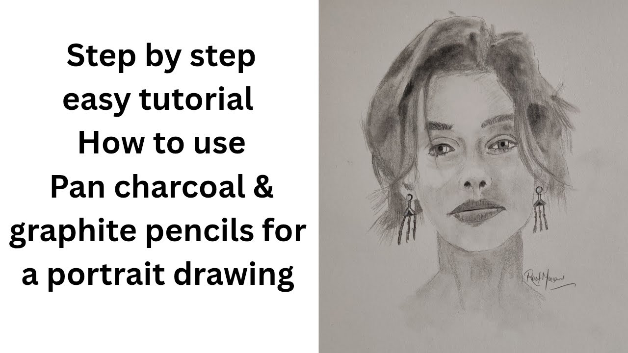 Step by step tutorial How to use pan charcoal for a portrait drawing InShot 20260202 120607884