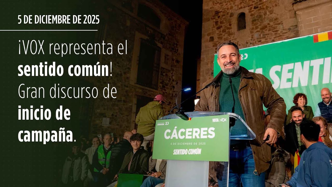 ¡VOX representa el sentido común! Gran discurso de Abascal en la apertura de campaña en Cáceres.