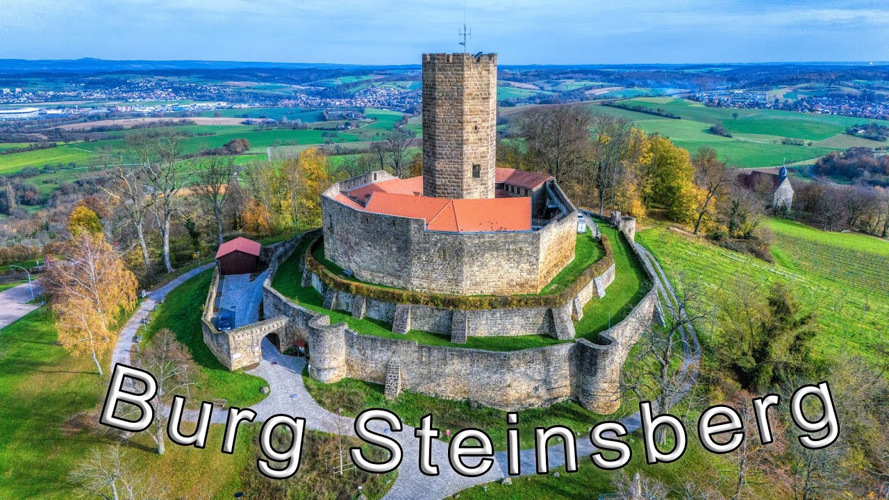 Burg Steinsberg bei Sinsheim, Kompass des Kraichgaus, DJI Mini4Pro, Steinsberg Castle near Sinsheim