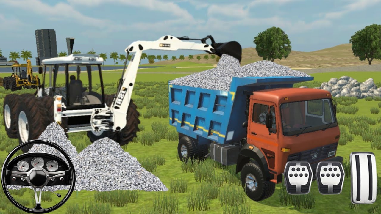 Drive JCB and loaded stone 🪨 in damper unloading From Damper Fast drive prat-326/#gamingvideos