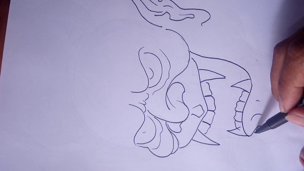 Tattoo timelapse -how to draw tattoo-demonster tattoo-រៀនគូររូបបីសាច-គូររូបសាក់