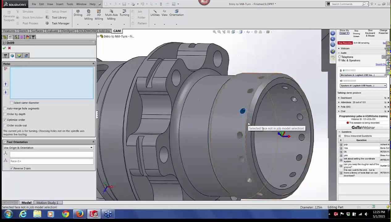 HSMWorks lathe with live tooling