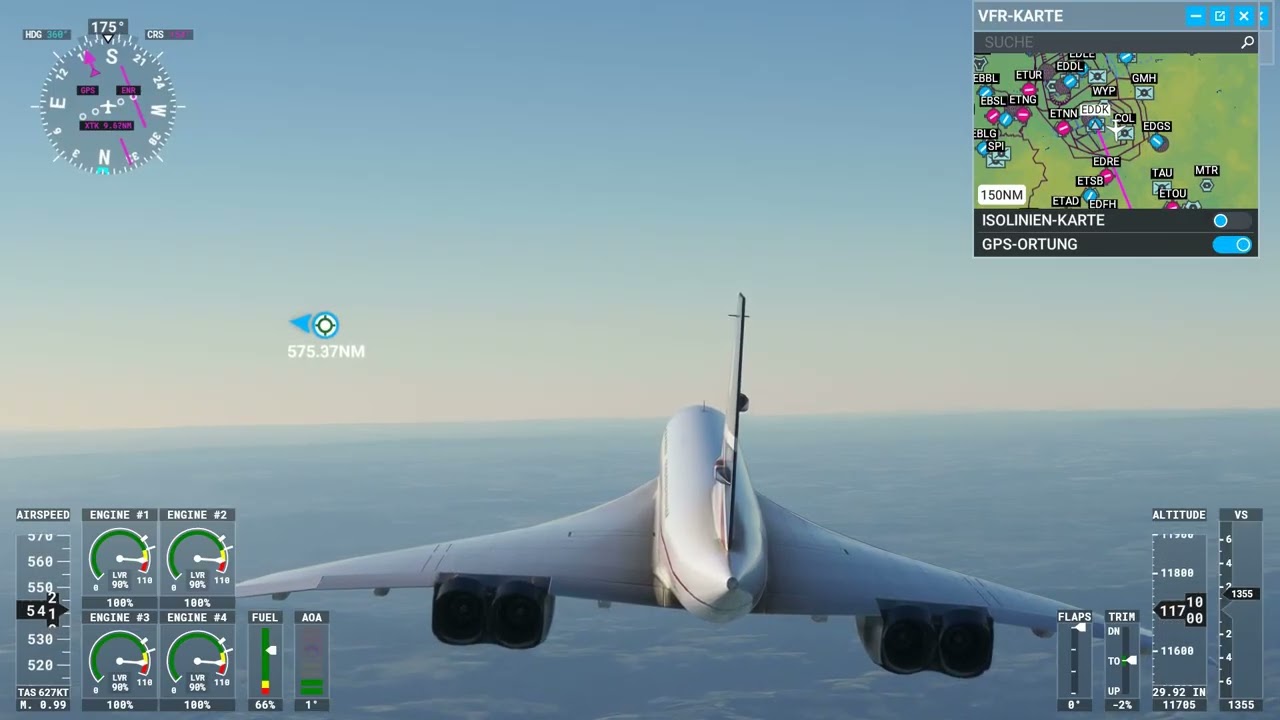 Microsoft Flight Simulator 2020 Flug Köln/Bonn - Rom Flumicino Concorde