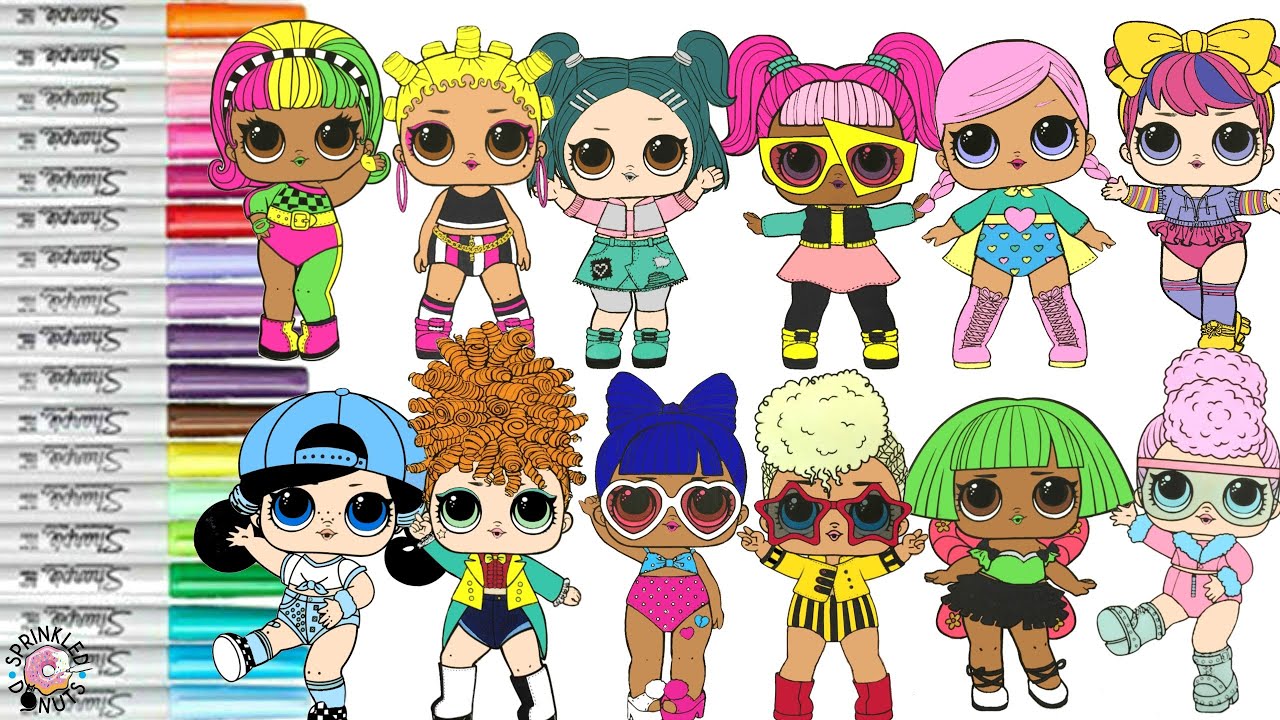 LOL Surprise Color Switch UP Coloring Book Pages Bold BB Super BB Jammin Drag Racer and More