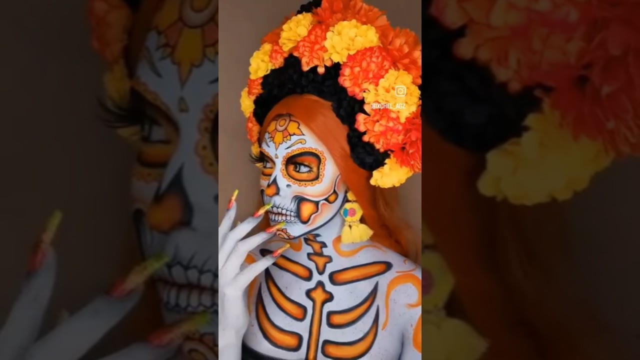 Мини-урок Catrina Cempas&uacute;chil 🏵 #catrina #tutorial #diademuertos #bodypaint #makeup