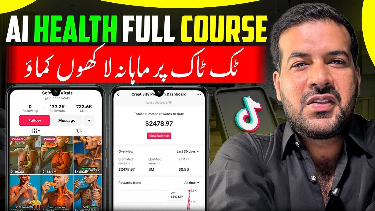 Complete Course: How to earn Money Online from  Tiktok with AI Health Videos | Full Tutorial, Proof