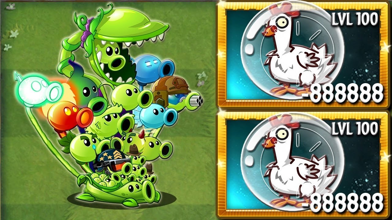 Испытание PvZ 2 - Все растения против цыплят в режиме 