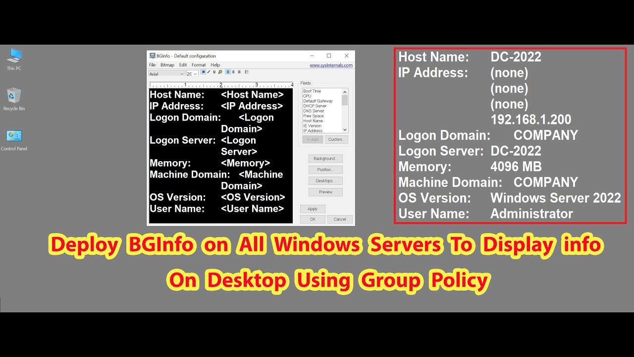 How to Deploy BGInfo on All Windows Servers To Display Info On Desktop Using Group Policy