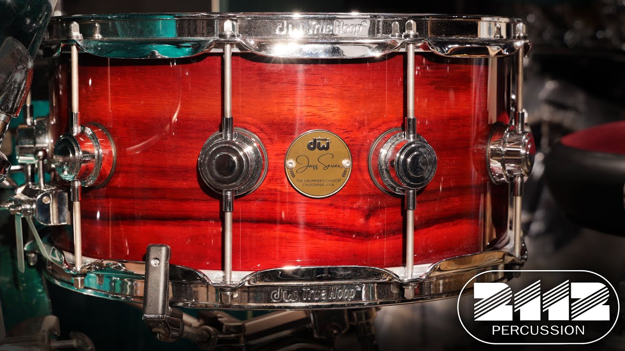 DW Jazz Series Cherry/Gum Snare Drum 6.5x14 - Rich Red Burst Lacquer on Exotic Padauk