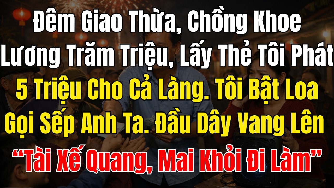Đêm Giao Thừa, Chồng Khoe Lương Trăm Triệu, Lấy Thẻ Tôi Phát 5 Triệu Cho Cả Làng  Tôi Bật Loa Gọi Sế