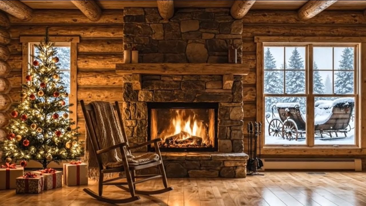 🎄겨울숲 집 안에서 바라보는 평온 _ Peaceful Winter Cabin Interior | asmr | 수면 | 벽난로 | sleep | fireplace