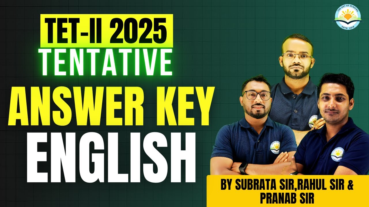 Tripura TET Answer Key 2025 Analysis | TET-2 ENGLISH by Subrata Sir || The Art of Winning