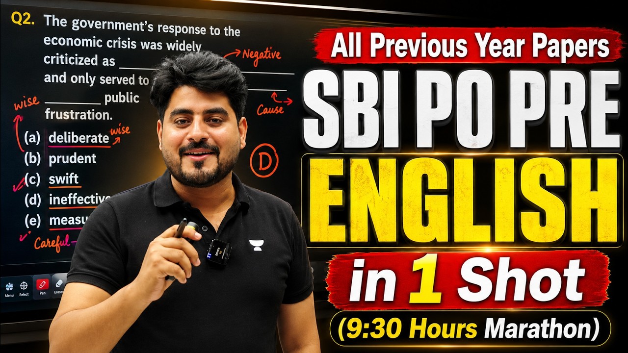 SBI PO Pre | All Previous Year Papers in 1 Shot | English Class by Vishal SIr
