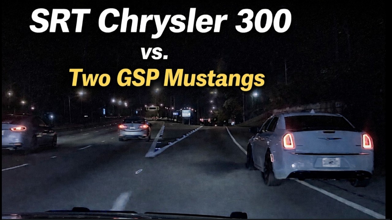 SRT Chrysler 300 соревнуется с двумя Mustang GSP.