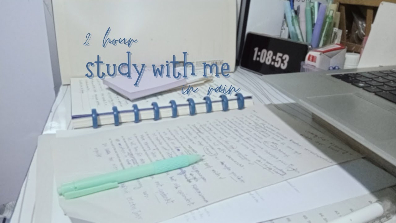 🌧️ 2 Hour Study With Me | Rain sound | No Music  📚