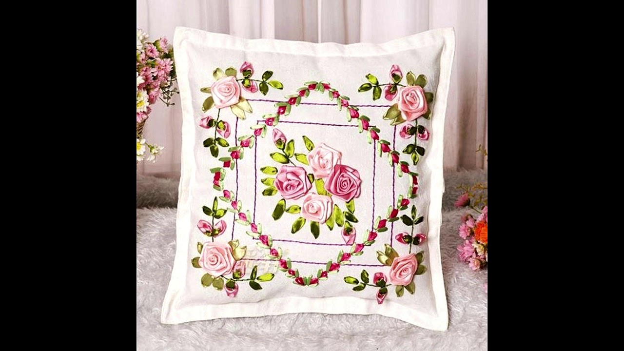 Cojines Bordados con cinta - trabajos publicados en la Red(embroidered cushions in liston)
