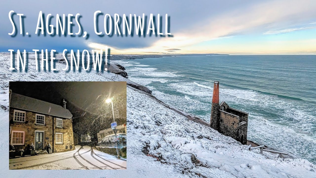 St. Agnes, Cornwall in the Snow! (Jan 2023) A night walk around the village & visit to Wheal Coates