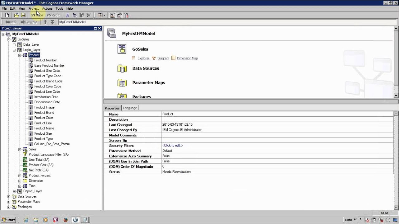 IBM Cognos Framework Manager Session Parameters