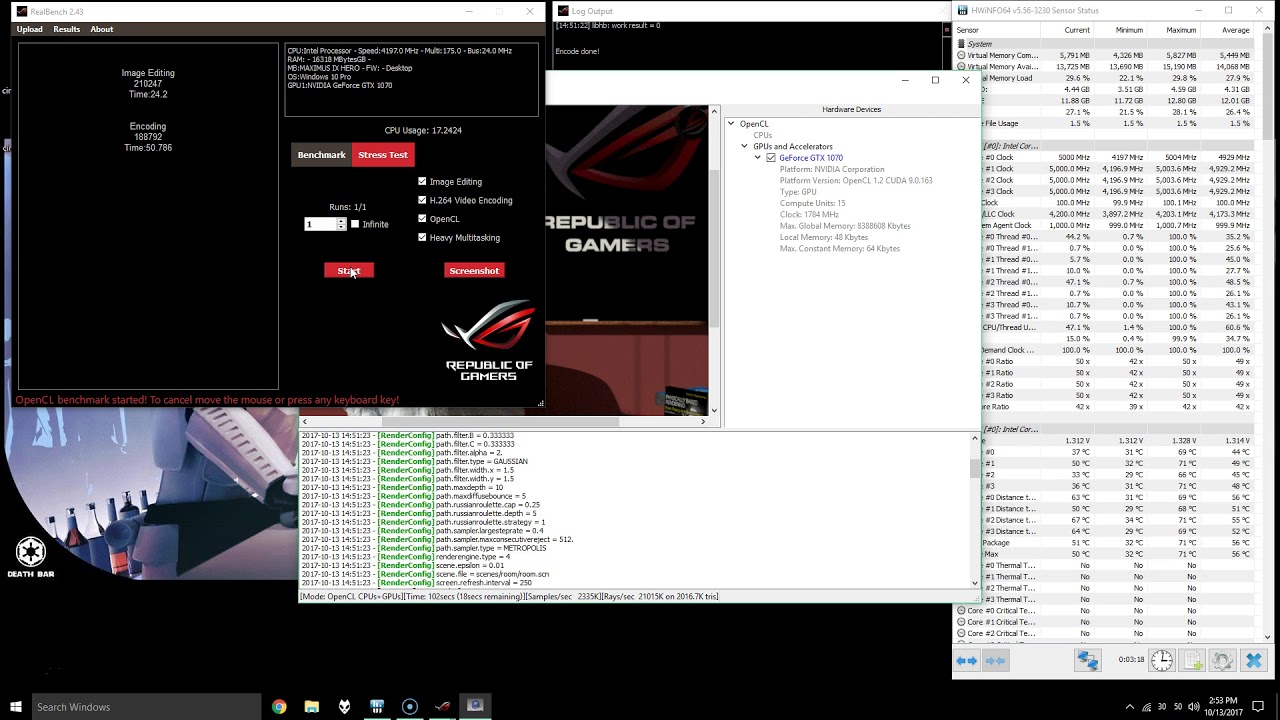 i7 7700K 5.0GHz Asus RealBench (Liquid Metal Delid)