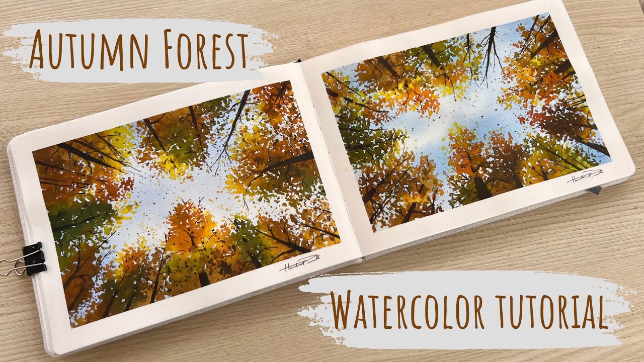 Paint a vibrant autumn forest with me | step by step watercolor tutorial