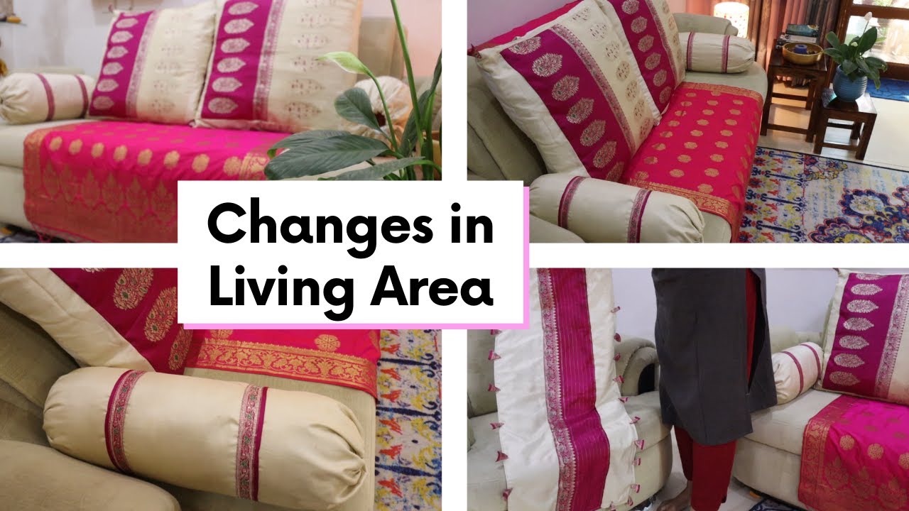 Use Old Saari & Dupptta  to change a Corner, Reuse Waste Fabric by making Cushion , Masand Cover